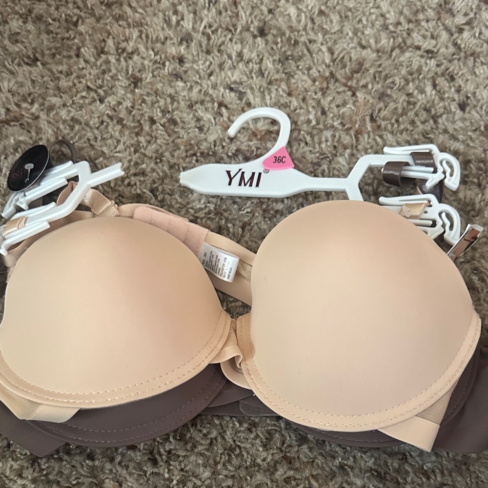 YMI Women's Cream and Brown Bra